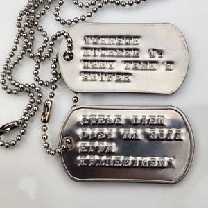 Custom WW2 Style Dog Tag: Personalized Debossed Stainless Steel Necklace