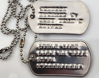 Placa de identificación militar personalizada estilo Segunda Guerra Mundial: Collar de acero inoxidable con grabado personalizado