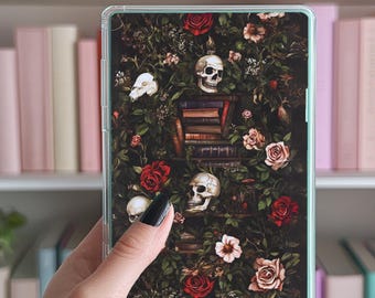 Inserto para Kindle: Diseño Dark Academia, Paperwhite, oasis, básico, colorsoft, scribe, romance oscuro, biblioteca, Fire 8HD, Kobo, gótico, rosas