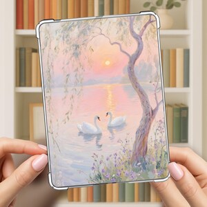 Kindle-insats Swan Serenity design, Paperwhite, Colorsoft, Oasis, Basic, Kobo, Fire, e-läsare, bokinspirerade presenter till bokälskare