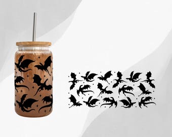 Flying dragon glass can 16oz Bookish fantasy romantasy gifts
