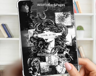 Capa para Kindle/Fire/Kobo, inspirada na Medusa, em preto e branco, compatível com iPad/Colosoft, Paperwhite, Oasis, básica, vintage, deuses gregos, gótica sombria.