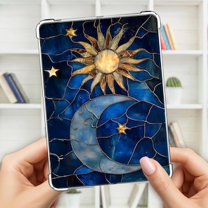 Kindle-insatser Månen och solen målat glas design, Paperwhite, Colorsoft, Oasis, Basic, Scribe, Fire 8HD, Kobo, Fantasy, Bokälskare