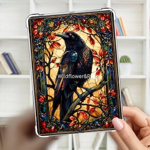 Kindle insert Raven stained glass design, kobo, romance, goth, paperwhite, oasis, colorsoft 2024/25, basic, scribe, fire, ipad mini
