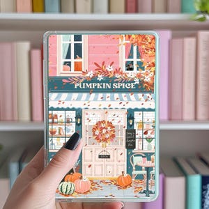 Kindle insert fall bookshop design, paperwhite, colorsoft, oasis, scribe, basic, fire 8hd, kobo, romantasy, fantasy, book lover