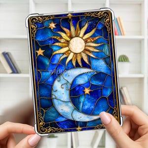 Kindle inserts Moon and Sun stained glass design, paperwhite, colorsoft, oasis, basic, scribe, fire 8hd, kobo, fantasy, book lover