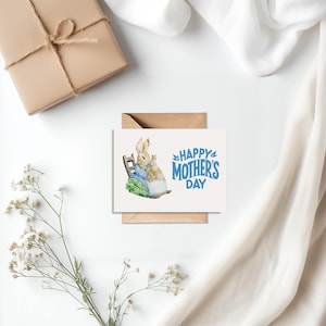 Mother Rabbit and Peter Rabbit Happy Mother’s Day card perfect for animal lovers and nostalgic illustration - perfect card for your mom