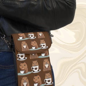 capybara Phone Wallet small cell phone wallet animal lover gift pocket size wallet animal phone wallet coffee lover gift