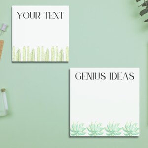 Blocco note personalizzato con acquerello di cactus Blocco note personalizzato con acquerello di cactus: regalo personalizzato per insegnanti, note adesive per amanti delle piante, forniture per ufficio personalizzate