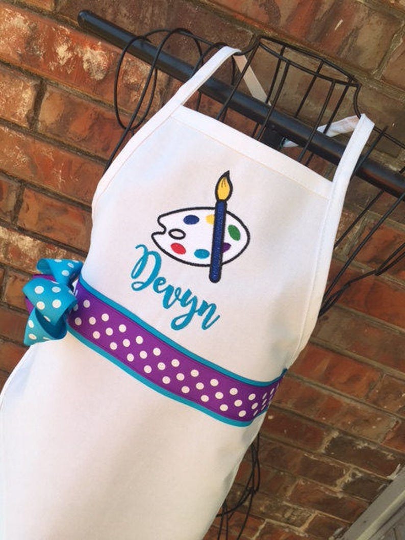 Artist Palette Apron Personalized Embroidery Paint Party Etsy