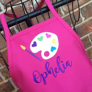 Artist Heart Palette Apron, Personalized Embroidery, Paint Party Apron, Birthday Party Favor Apron, Paint Apron, Art Teacher Gift