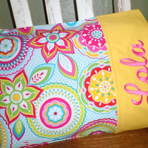 Flower Print Personalized Travelsize Pillowcase Toddler Etsy