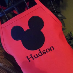 Personalized Mickey Mouse Apron - Kids Apron - Adult Apron - Red Apron - Boy Apron - Girl Apron - Disney Apron