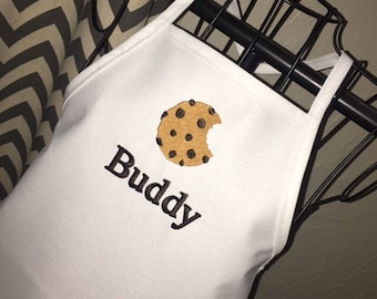 Cookie Apron, Personalized Embroidery, Chocolate Chip Cookie Apron, Apron with Name, Birthday Party Favor, Birthday Gift, Chef Apron