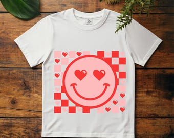 Retro Valentine SVG PNG, Heart Eyes Smiley Shirt, Groovy Love Cricut Sublimation Design