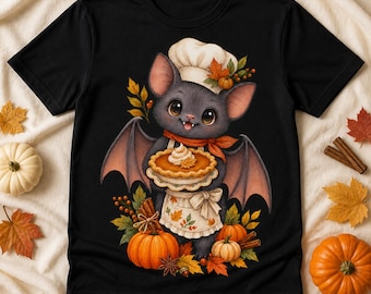 Bat Baker Pumpkin Pie PNG, Halloween Fall Sublimation (Digital Download)