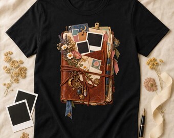 Vintage Travel Journal PNG, Scrapbook Journal Charm Shirt Design, Cottagecore Sublimation, Digital Download