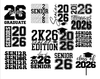 Senior 2026 SVG PNG Bundle, Coquette Bow Graduation Shirt, Senior Mom Cricut Designs