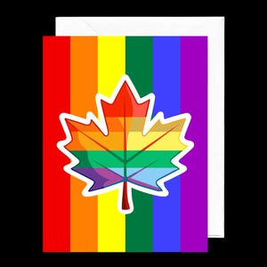 Canadian Maple Leaf Gay Pride Card