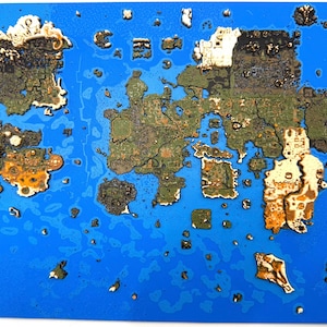OSRS 3D Gielinor World Map V2 Sailing | Old School RuneScape Pixel Art 3D Printed Wall Decor Collectible | Retro RPG Gaming Gift for Fans
