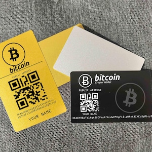 Cartão criptográfico BITCOIN Wallet | Personalize com seu nome e endereço BTC | Alumínio espesso | Gravado a laser de alta qualidade | Aceita pagamento criptográfico