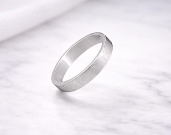 Anello unisex minimalista in argento puro 999, realizzato a mano, larghezza 4 mm.