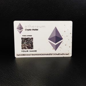 ETHERUM Wallet Wallet | Personalisieren Sie mit Ihrem Namen & Ihrer ETHEREUM-Adresse Dickes Aluminium | Top-Qualität | Akzeptiere überall Krypto-Zahlungen