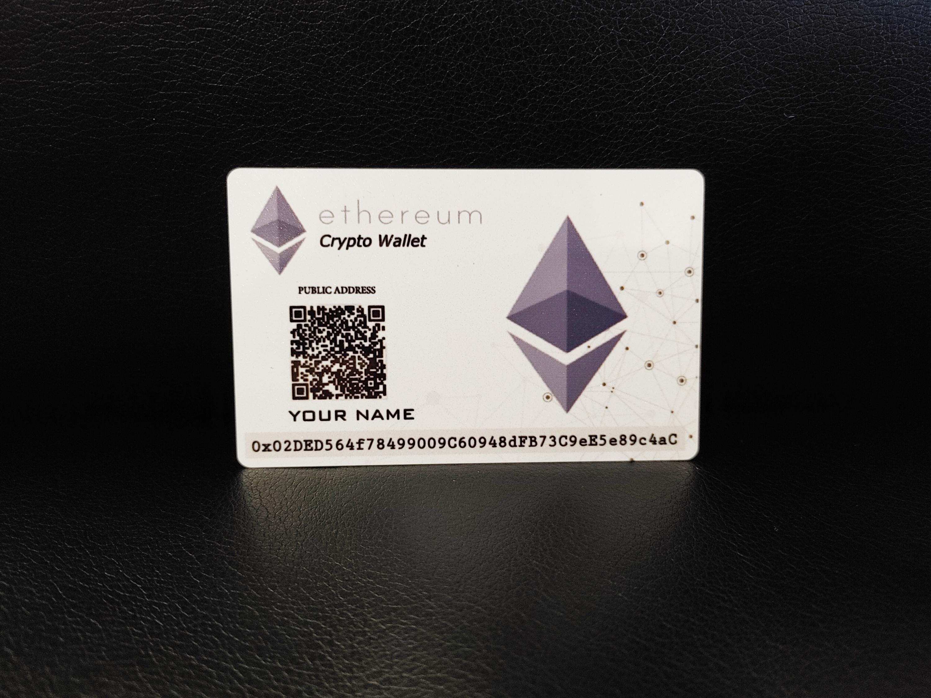 Personalized Ethereum Crypto Wallet Card - Thick Aluminum