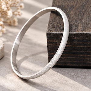 Brazalete de plata fina 999 hecho a mano • Brazalete abierto mate esmerilado