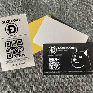 Cartera con criptomoneda DOGECOIN / Personalice su nombre y dirección BTC / Aluminio grueso / Grabado láser de alta calidad / Acepta pagos con criptomonedas