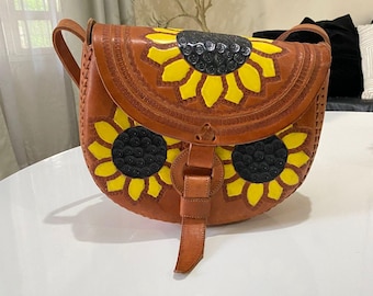 バッグ メキシコ製 花彫刻レザーバッグ
