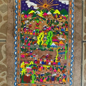 Handmade Mexican Amate Paper Painting: Colorful Folk Art (40x60 cm)