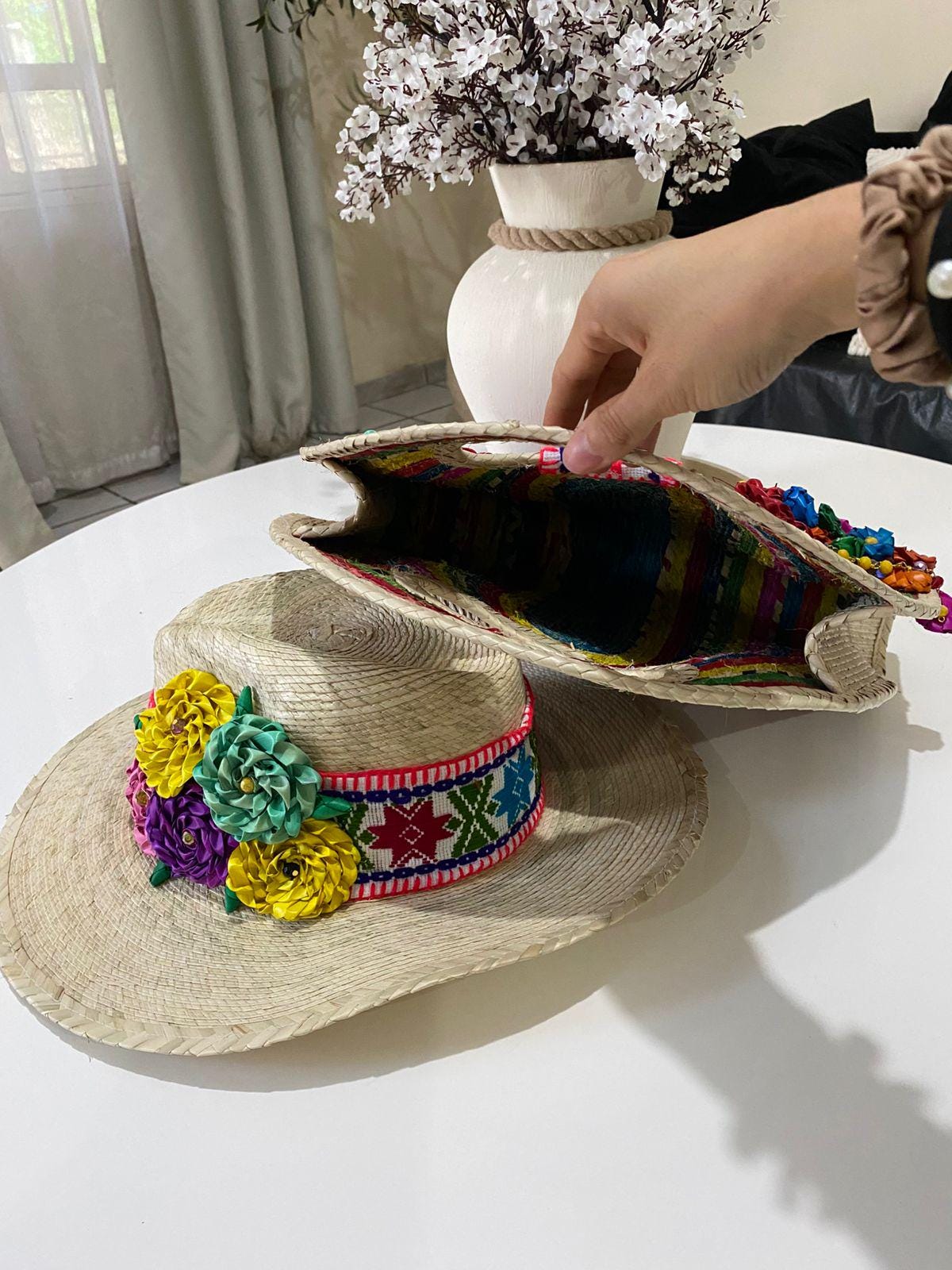 Mexican Palm Bag & Hat Set: Boho Floral Beach Accessories  display picture 2