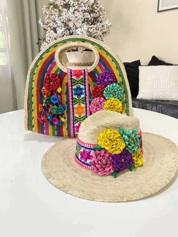 Mexican Palm Bag & Hat Set: Boho Floral Beach Accessories  display picture 1