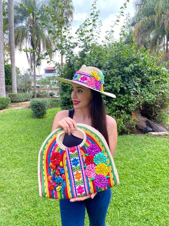 Mexican Palm Bag & Hat Set: Boho Floral Beach Accessories  display picture 2