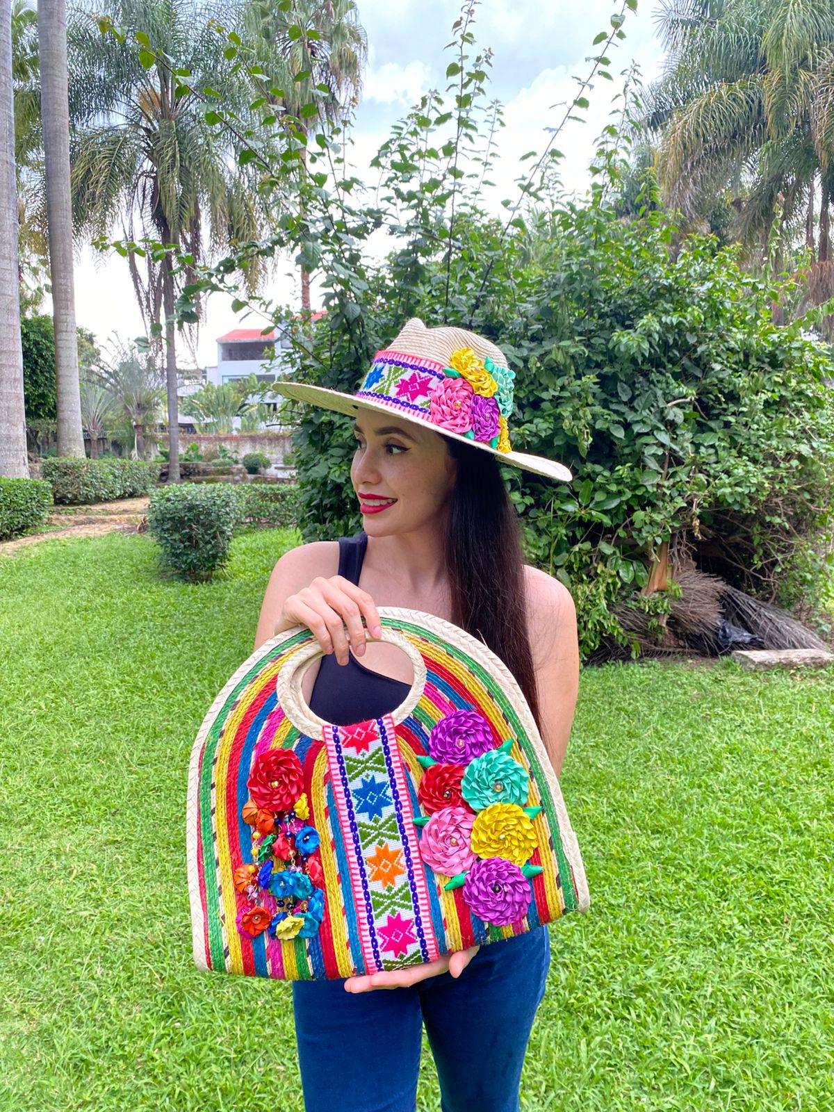Mexican Palm Bag & Hat Set: Boho Floral Beach Accessories  display picture 3
