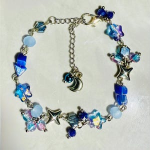 Midnight Sky Armband - Himmlischer Stern & Mond Armband in Gold und Silber, Handgemacht, Fairycore, Spacecore, Astrologie, Geschenk für Sie