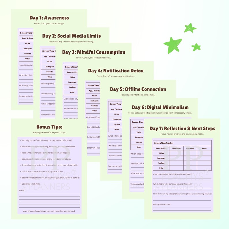 7-day Digital Detox Challenge PDF, Screen Time Tracker, Self-care ...