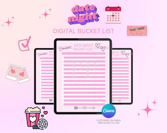Date Night Bucket List Printable: Couple Goals, Date Ideas (Canva Template)