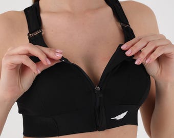 Sujetador deportivo de alto impacto con cremallera frontal / Sujetador deportivo acolchado ajustable