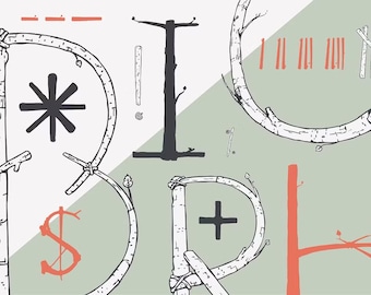 Rustic Birch Tree Font Bundle, Woodsy Typeface (Vector & TTF)