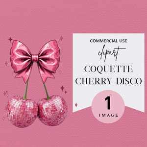 Coquette Cherry Crush Glänzend Retro Disco Ball Kirschen Clipart PNG Retro Ästhetische Clipart Y2K Cherry Vibes Digitaler Download Coquette Style