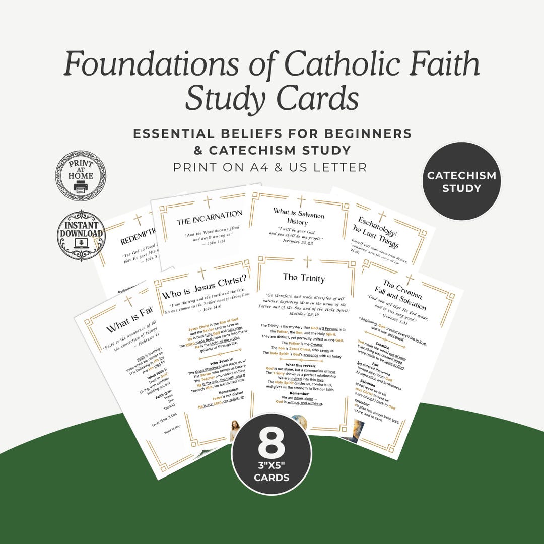 Foundations of Catholic Faith, Printable Study Cards for Beginners ...
