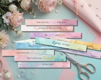 Afdrukbare washi-tapestickers met bijbelteksten: christelijke planner-margestroken (digitale download pdf)