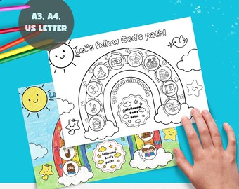 10 Commandments Coloring Placemat: Kids Bible Activity Sheet, Digital Download pdf | A3, A4, USLetter