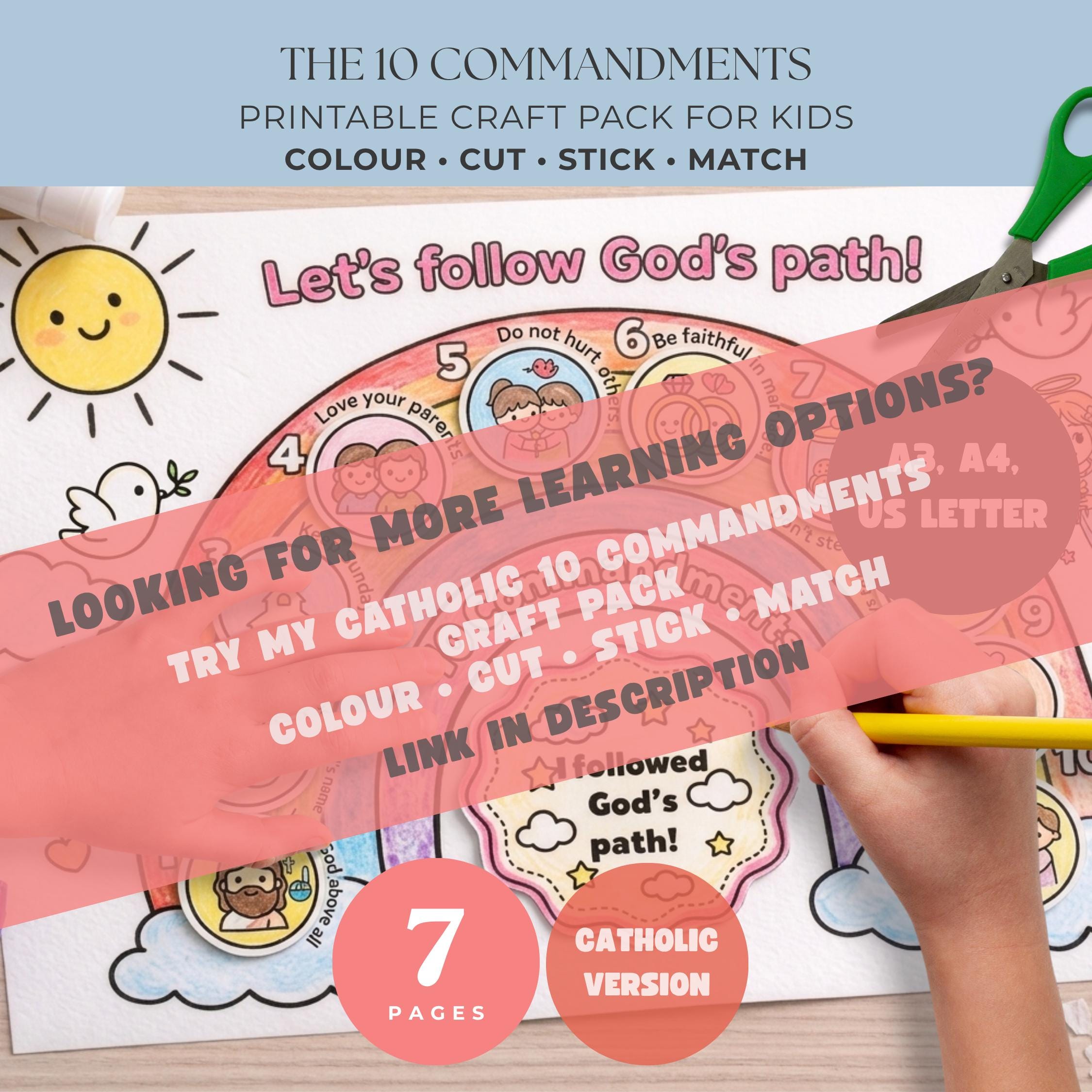 Catholic 10 Commandments Activity for Kids, Colouring Placemat ...