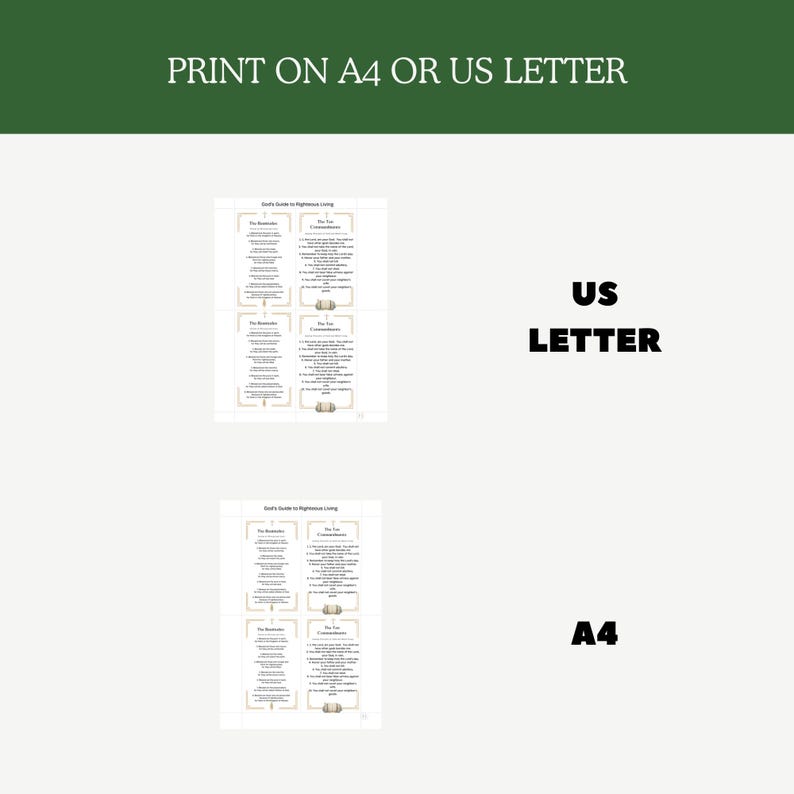 Beatitudes & Ten Commandments Printable Cards, Catholic Catechism Study ...