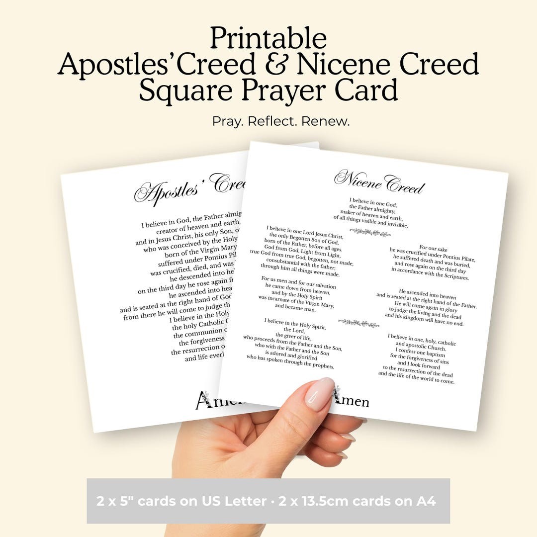 Apostles' Creed & Nicene Creed Printable Square Card for Devotional