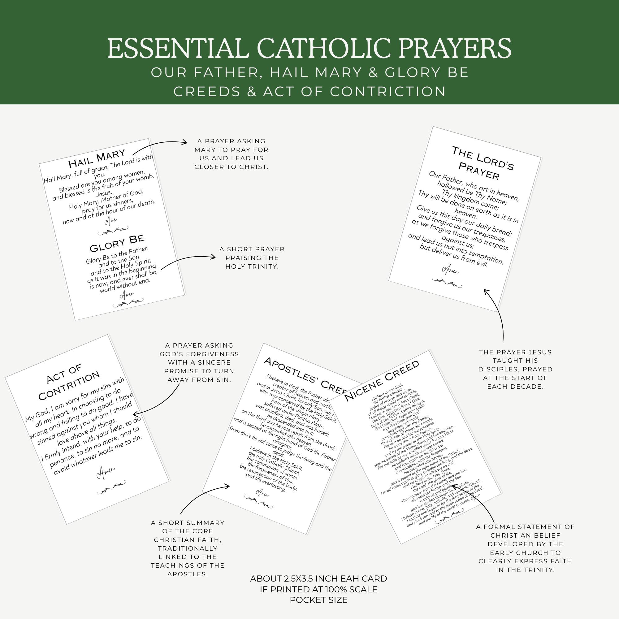 Catholic Essential Prayer Cards Printable, 8 Cards Layout: Our Father ...