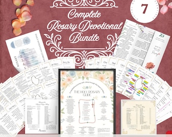 Complete Catholic Rosary Prayer Bundle, 7 Guided Printables for Learning & Devotion, Digital Download